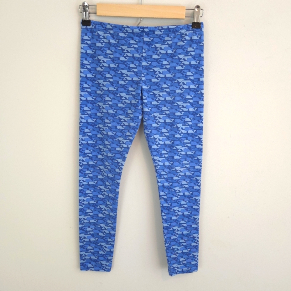 Vineyard Vines Girls' Blue Whale Print Leggings Cotton/ Spandex